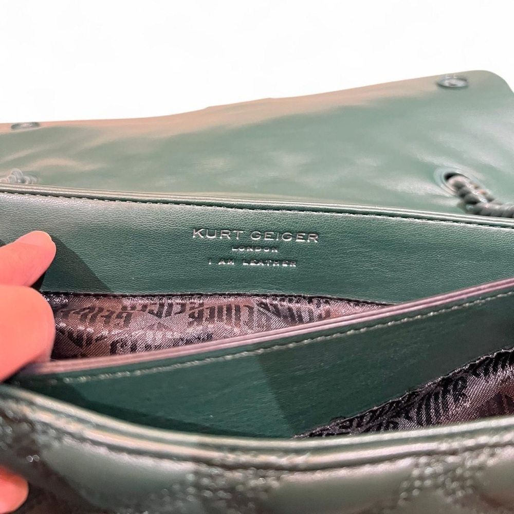 Kurt Geiger Emerald Green Quilted Chain-Handle Shoulder Bag - Picture 4 of 16